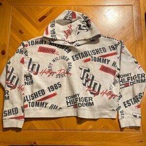 Women’s Tommy Hilfiger Denim Y2K Vintage Urban Cutoff Hoodie in Size XL  [GREAT]
